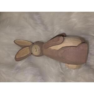Hand Carved Wooden Bunny Figurine